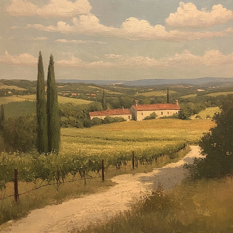 葡萄园风景油画