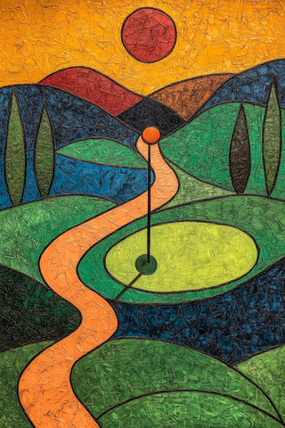 高尔夫球场和绿色草坪上的洞杯