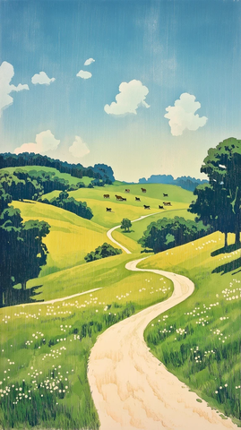 水彩印刷木板画动物