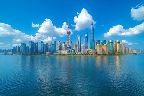 现代化大都市临水摩天大楼群景观