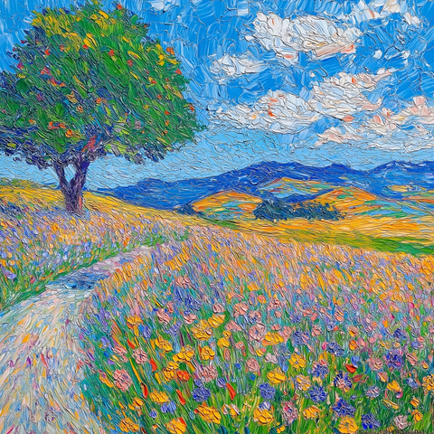 野花田与明亮天空