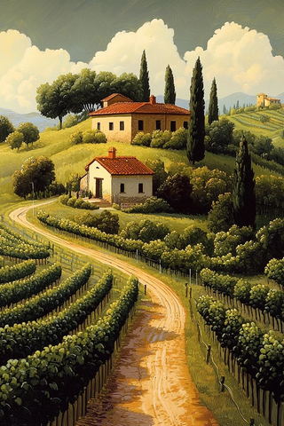 葡萄园奇幻插画