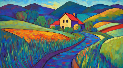 山丘农场小溪风景