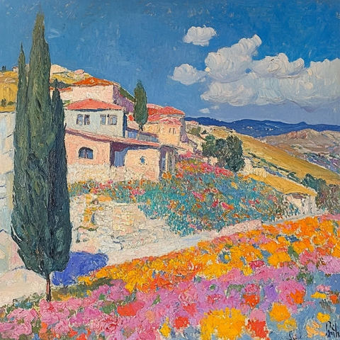 彩色热气球与岩石景观