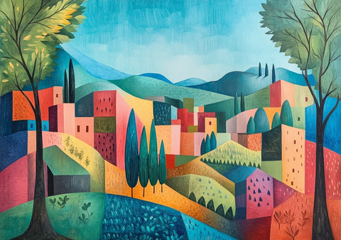 城市山林草原油画