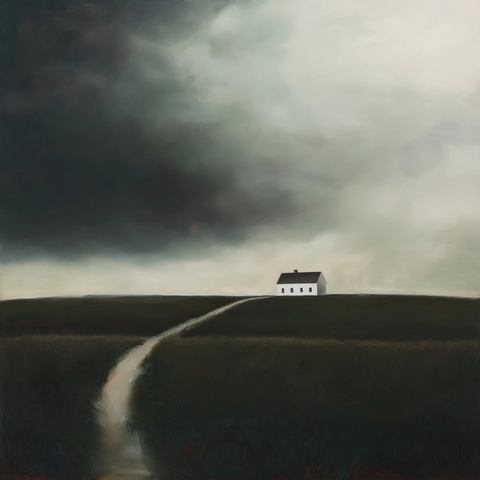 孤立农舍田野与风暴