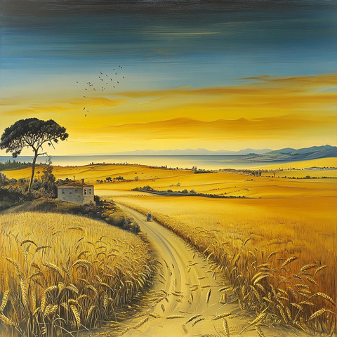 九月收割季节的麦田