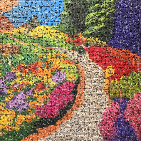 花园里的拼图花朵