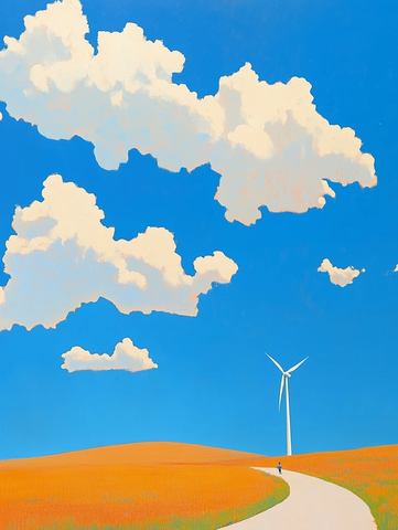 风力发电机旁的董事会