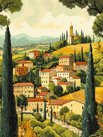 古韵小镇与葡萄园风光