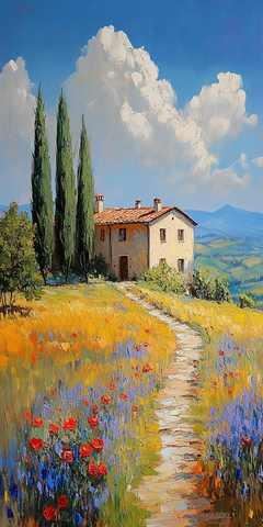 农舍风光温暖色调