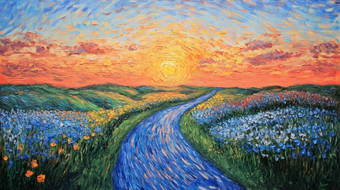 日出路边花盛开