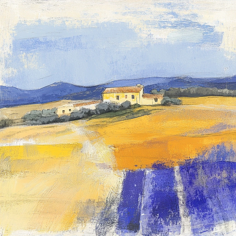 乡村笔触抽象风景