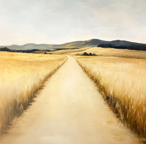 空旷土路两旁黄草山丘