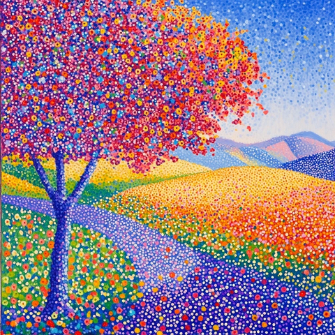 点彩花园与抽象色彩