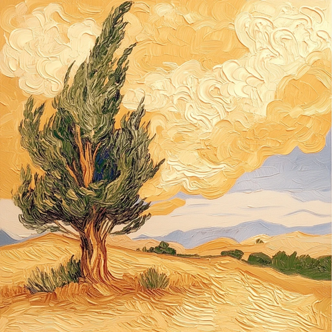 梵高风格褐色渐变背景