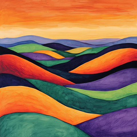 夕阳下起伏的山丘