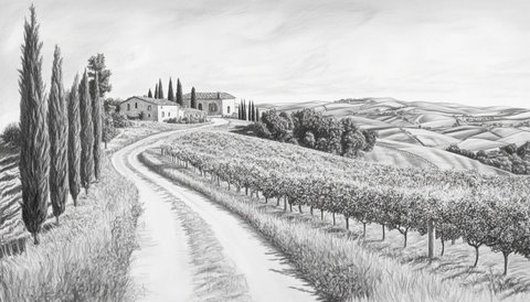 葡萄园小路通向农舍