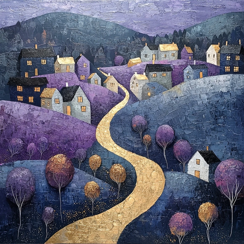 银色海军蓝金色调小城