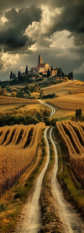 山路蜿蜒至葡萄园城堡