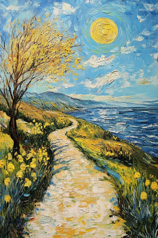 风景油画山水田园