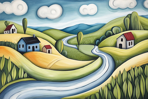 农田庄园河流风光