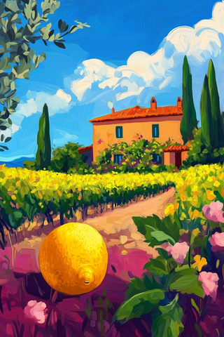 柠檬与葡萄园卡通画