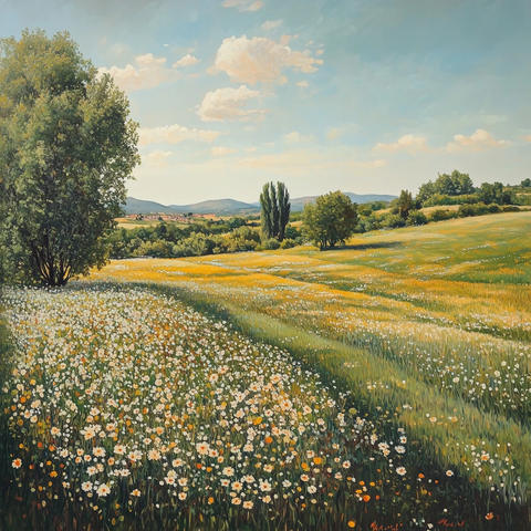 夏日印象派风景油画