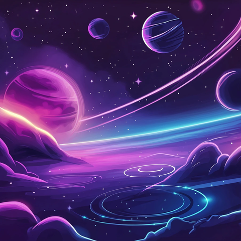 霓虹星空棋盘背景