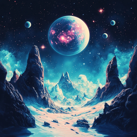 星球星系空间站蓝调风格