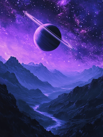 紫气环抱的宁静星球与月