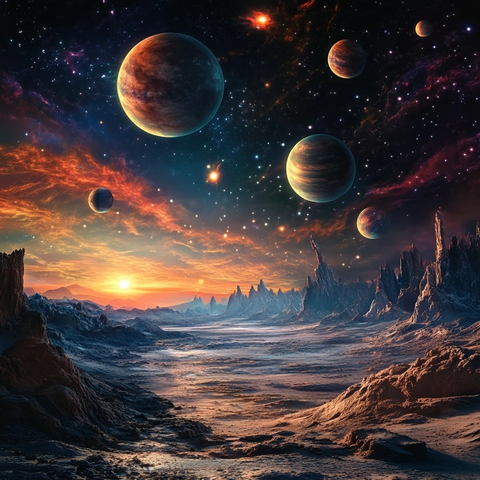 奇异星球多星天空景观