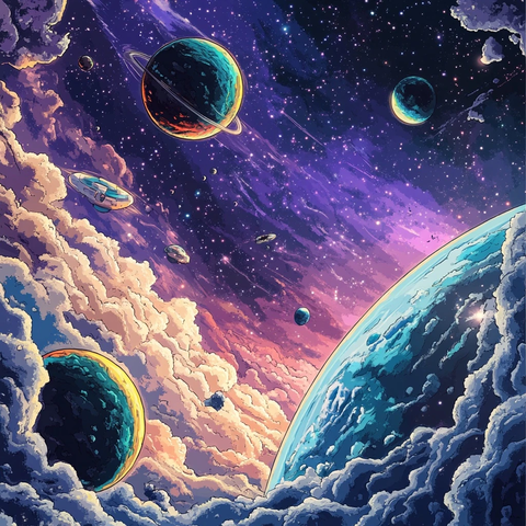 太空星云地球飞碟小行星