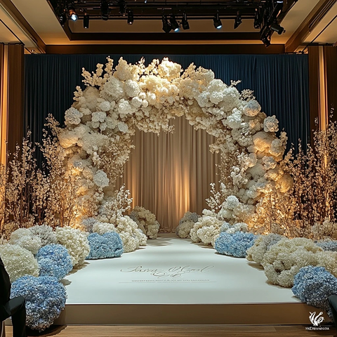 婚礼舞台装饰与云朵拱门