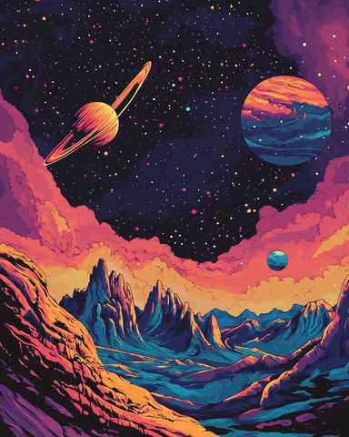 多彩卡通星球太空之旅