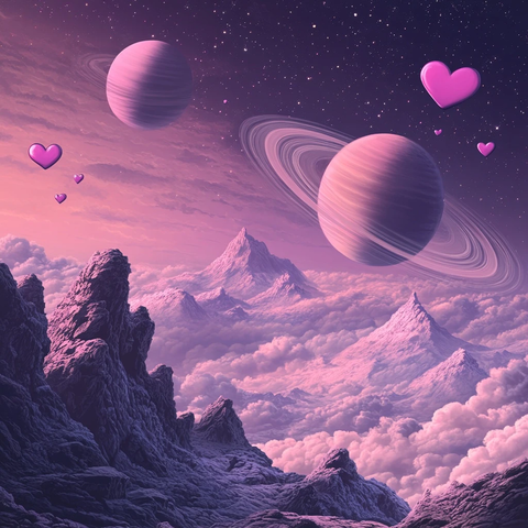 心形环状星云与紫色太阳