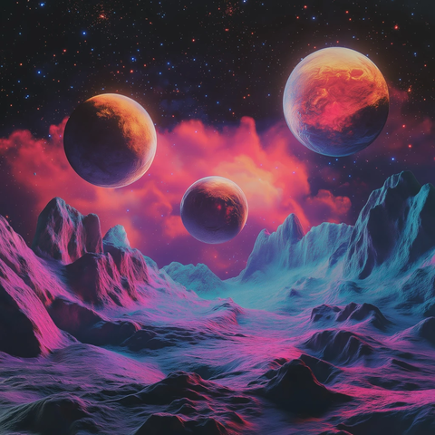 三行星空间色彩呈现