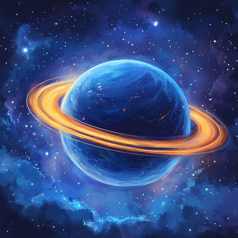 蓝色星球橙色环雾状星云