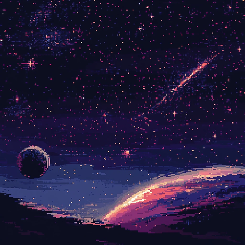 星空远景像素艺术背景