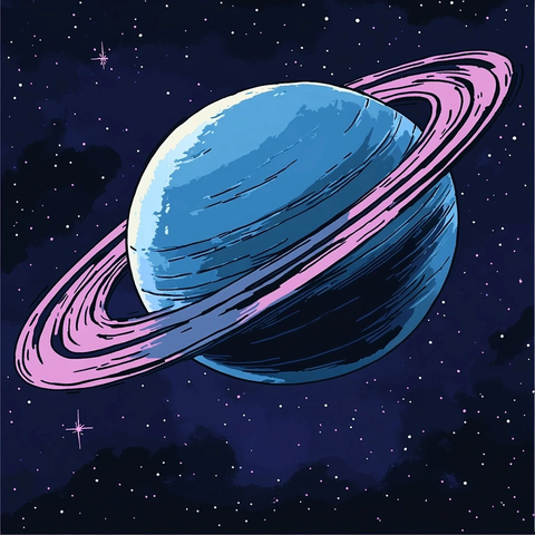 行星环状结构艺术插画