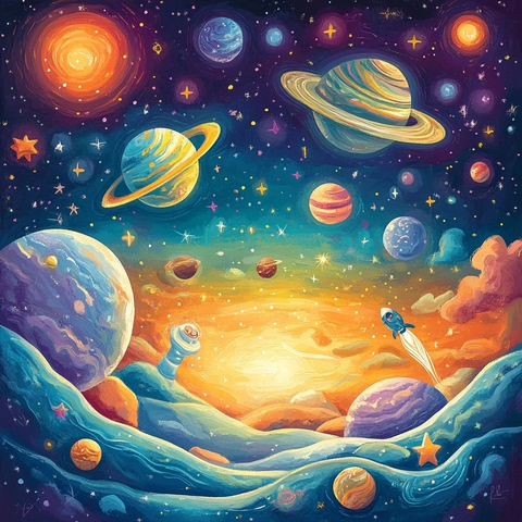 太空探险儿童插画