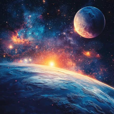 月球表面与地球远景