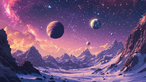行星星空像素艺术场景