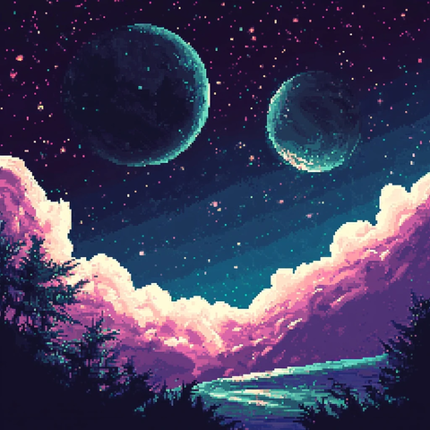 像素星空宇宙场景