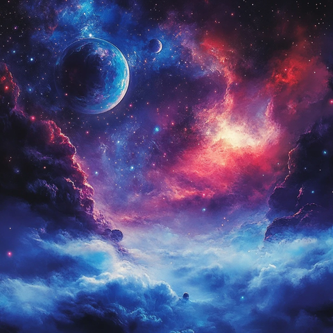 梦幻星河色彩雾气环绕