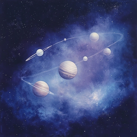 五颗行星排列星空双鱼座蓝色薄暮