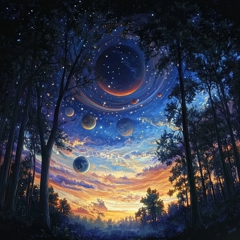 夜空行星群银河