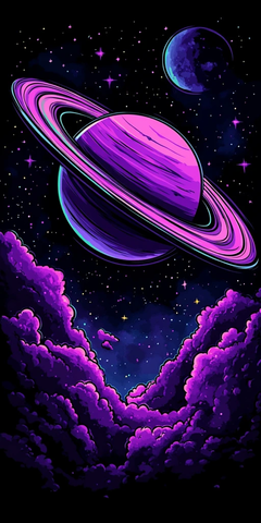 紫色土星环卡通壁纸