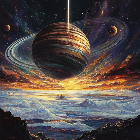 卫星环状巨行星与星云