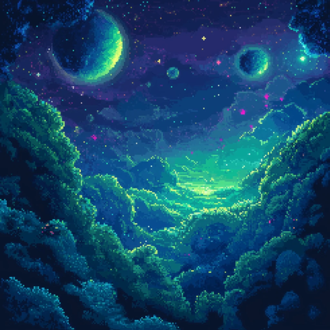 银河星系像素艺术场景